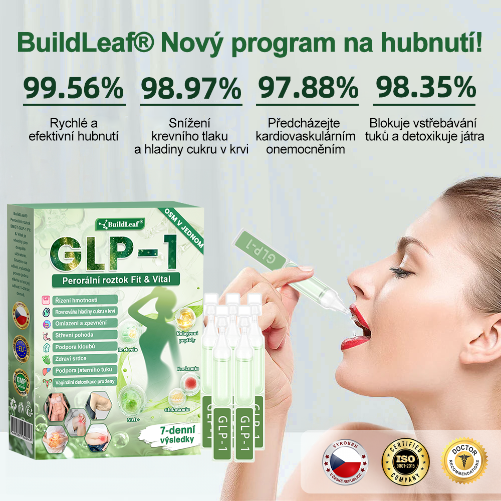 Oficiální obchod ČR | BuildLeaf® GLP-1 8-v-1 Fit & Vital Řešení (Jednou denně, viditelné změny za 7 dní) ✅ Obezita, kardiovaskulární zdraví, cukrovka, spánková apnoe, zdraví střev, problémy se klouby a další.