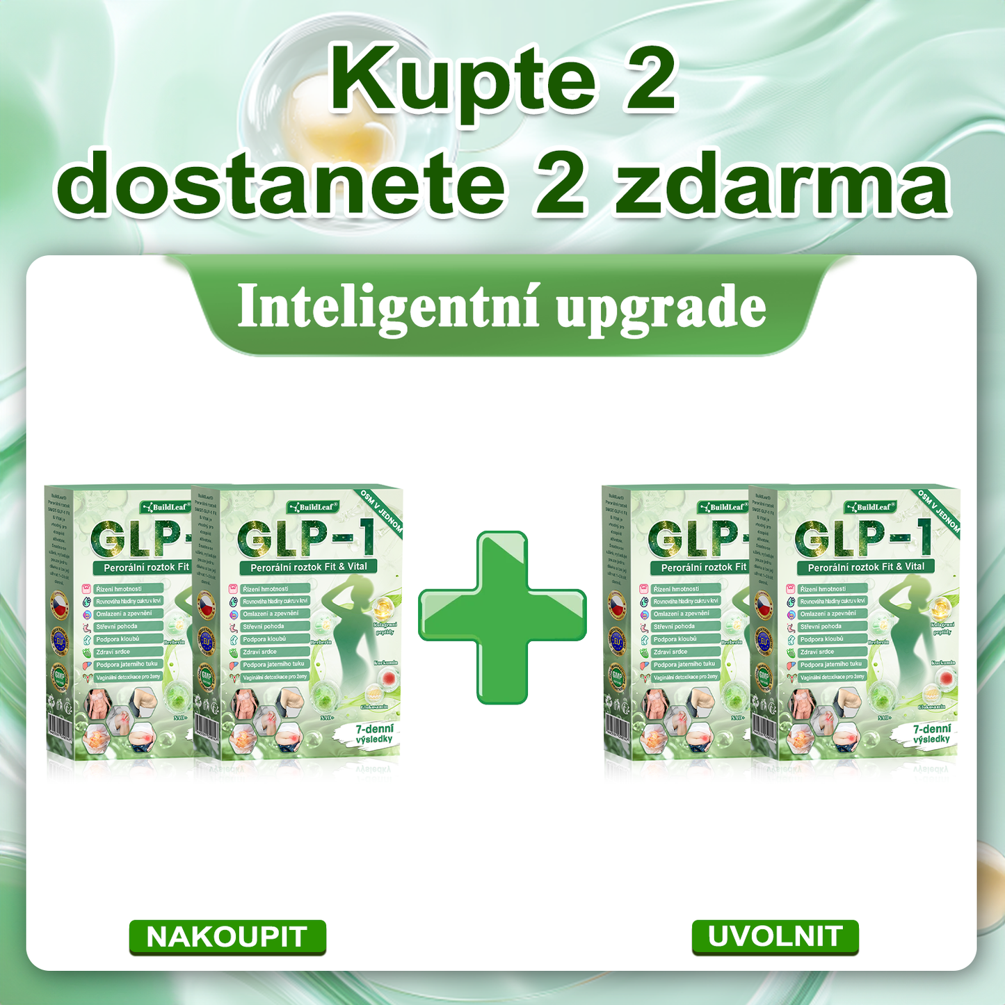 Oficiální obchod ČR | BuildLeaf® GLP-1 8-v-1 Fit & Vital Řešení (Jednou denně, viditelné změny za 7 dní) ✅ Obezita, kardiovaskulární zdraví, cukrovka, spánková apnoe, zdraví střev, problémy se klouby a další.