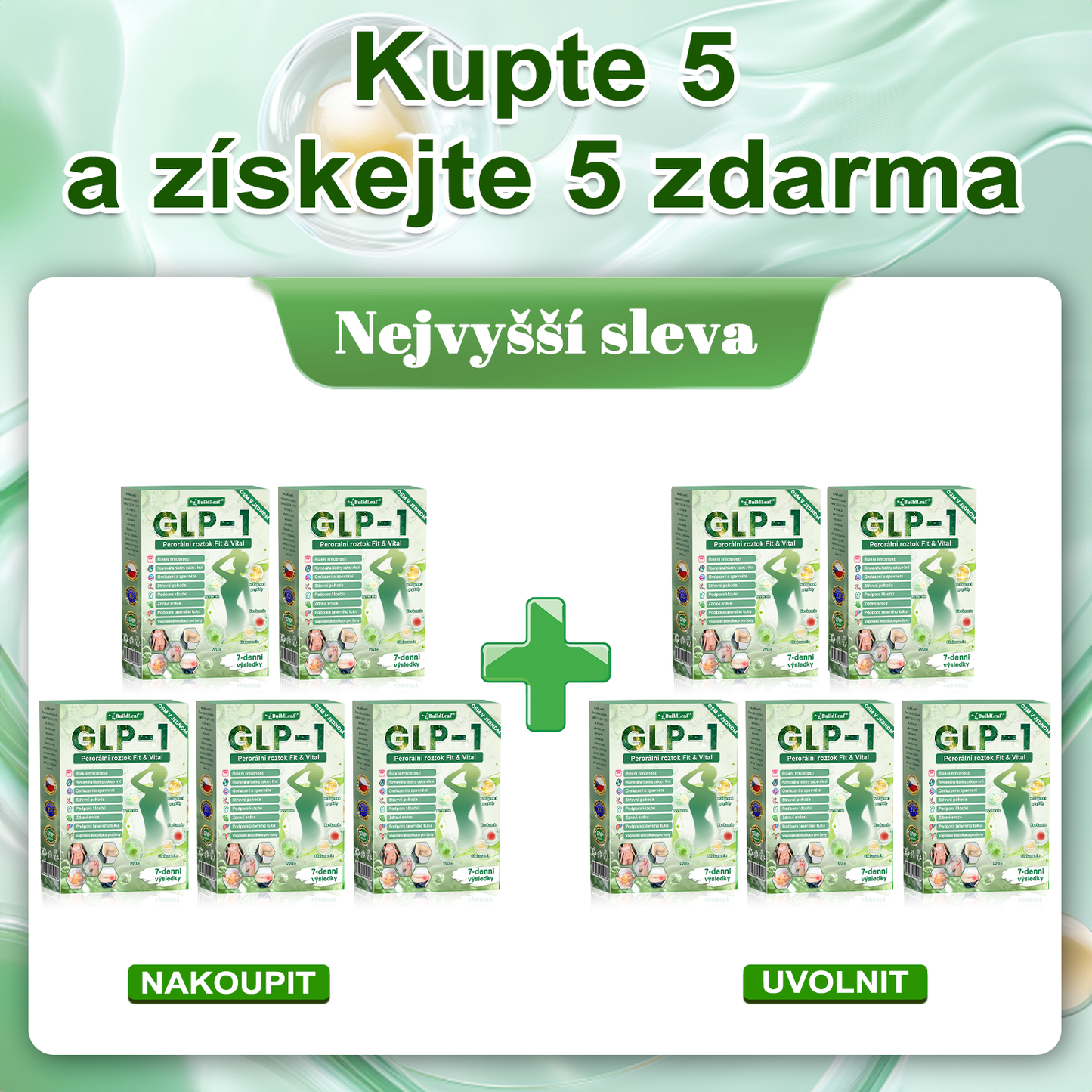 Oficiální obchod ČR | BuildLeaf® GLP-1 8-v-1 Fit & Vital Řešení (Jednou denně, viditelné změny za 7 dní) ✅ Obezita, kardiovaskulární zdraví, cukrovka, spánková apnoe, zdraví střev, problémy se klouby a další.